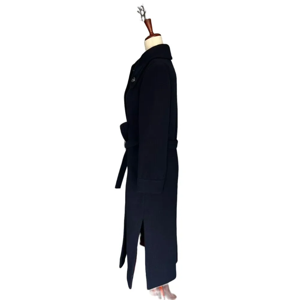 Jacques Tiffeau‎ Women's Vintage VTG Navy Blue Wool 1960s Trench Peacoat Small